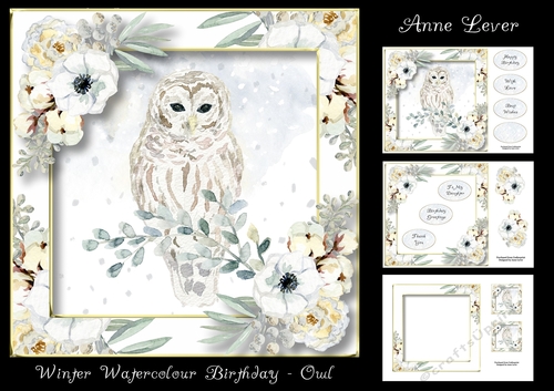 Winter Watercolour Birthday - Owl