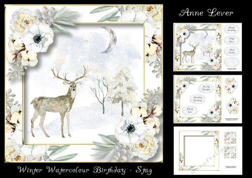 Winter Watercolour Birthday - Stag