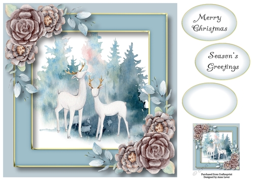 White Stags At Christmas 8x8