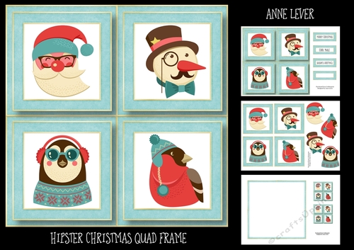 Hipster Christmas Quad Frame