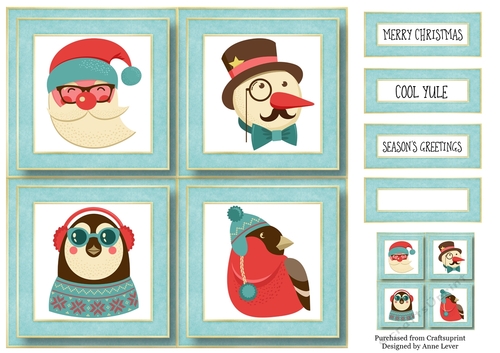 Hipster Christmas Quad Frame 8x8