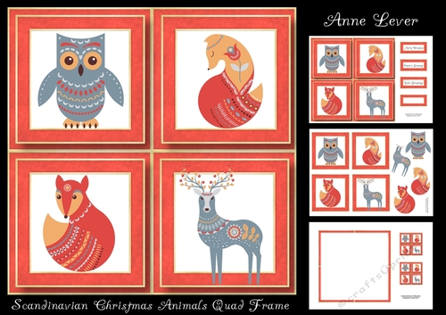 Scandinavian Christmas Animals Quad Frame