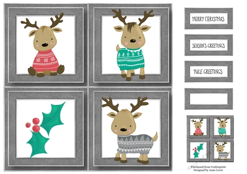 Christmas Jumper Reindeer Quad Frame 8x8