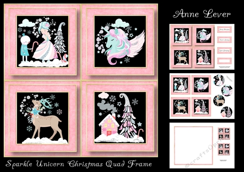 Sparkle Unicorn Christmas Quad Frame