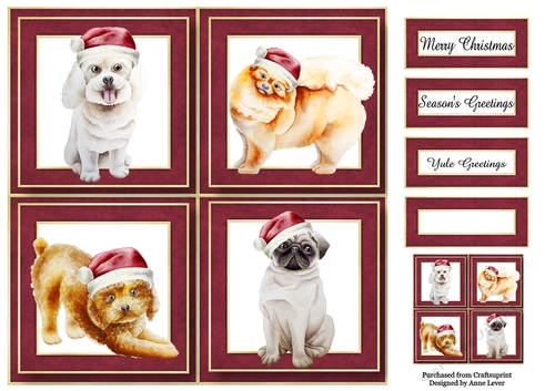 Christmas Dogs Quad Frame 8x8