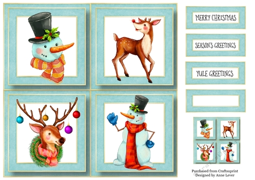 Rudolf & Snowman Quad Frame 8x8