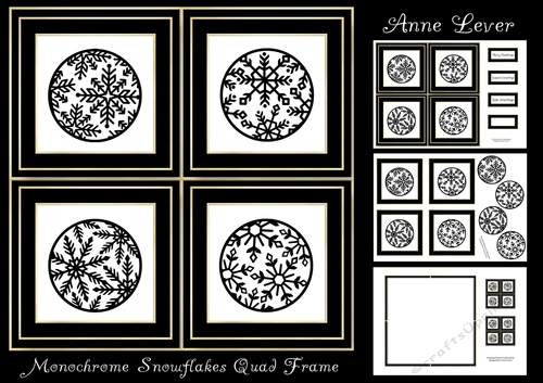 Monochrome Snowflakes Quad Frame