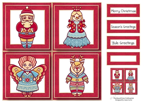 Colourful Christmas Characters Quad Frame 8x8
