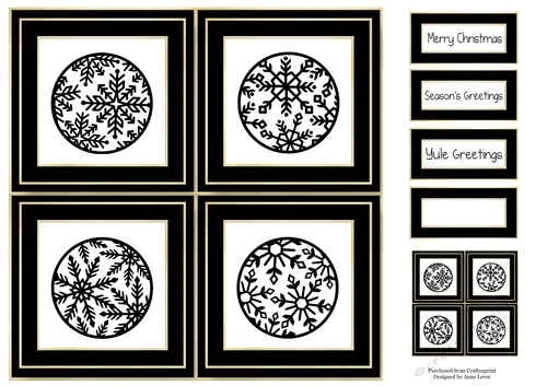 Monochrome Snowflakes Quad Frame 8x8