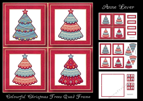 Colourful Christmas Trees Quad Frame