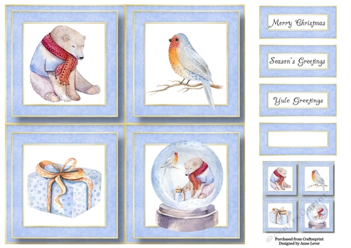 Polar Bear Snowglobe Quad Frame 8x8