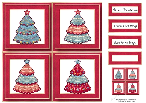Colourful Christmas Trees Quad Frame 8x8