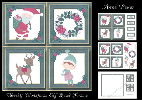 Cheeky Christmas Elf Quad Frame