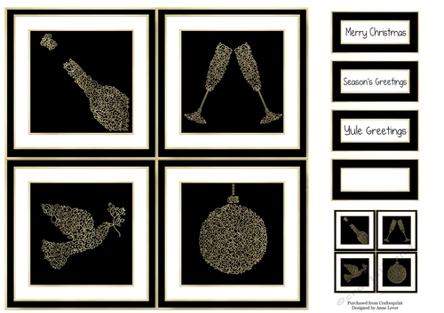 Gold Foil Christmas 2 Quad Frame 8x8