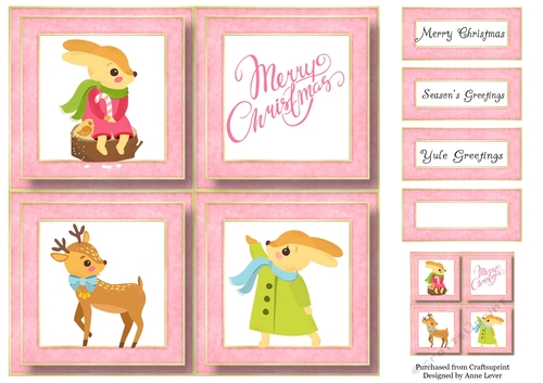Cute Christmas Characters Quad Frame 8x8