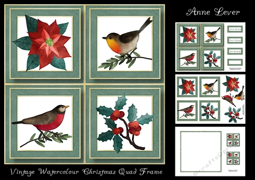Vintage Watercolour Christmas Quad Frame