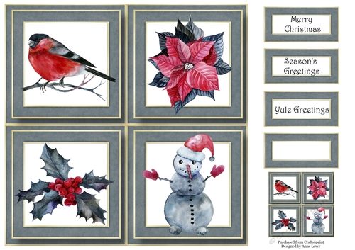 Black & red Watercolour Christmas Quad Frame 8x8