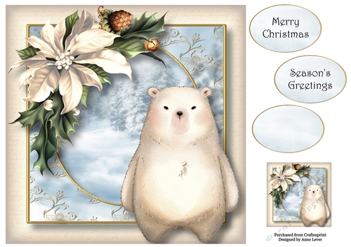 Watercolour Winter Animals - Baby Polar Bear 8x8