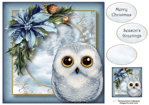 Watercolour Winter Animals - Baby Snowy Owl 8x8