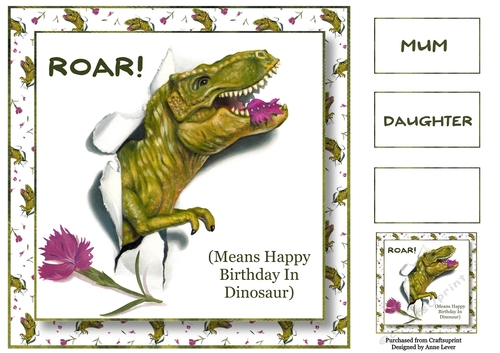 Roar! T-Rex Flower Birthday 8x8
