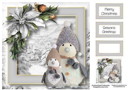 Warm Grey Christmas - Penguins 8x8