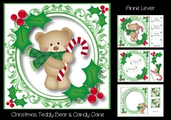 Christmas Teddy Bear & Candy Cane