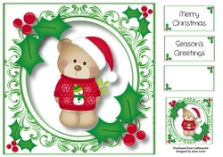 Christmas Teddy Bear & Mistletoe 8x8