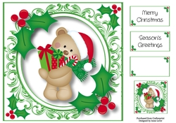 Christmas Teddy Bear & Presents 8x8