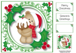 Christmas Teddy Bear & Xmas Pud 8x8