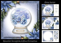 Beautiful Snowglobe & Blue Poinsettias