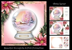 Beautiful Snowglobe & Pink Poinsettias