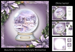 Beautiful Snowglobe & Purple Poinsettias
