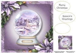 Beautiful Snowglobe & Purple Poinsettias 8x8