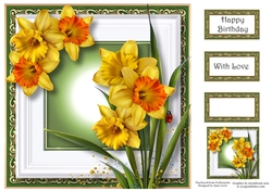 Framed Seasons - Spring Daffodils 8x8