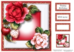 Framed Seasons - Summer Strawberry Roses 8x8