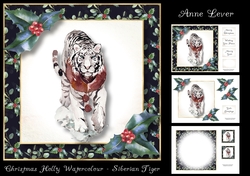 Christmas Holly Watercolour - Siberian Tiger