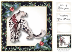 Christmas Holly Watercolour - Snow Leopard 8x8