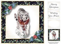 Christmas Holly Watercolour - Siberian Tiger 8x8