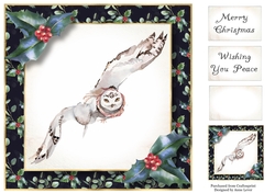 Christmas Holly Watercolour - Owl 8x8