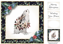 Christmas Holly Watercolour - Arctic Hare 8x8
