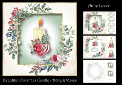 Beautiful Christmas Candle - Holly & Roses