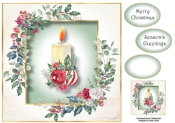 Beautiful Christmas Candle - Holly & Roses 8x8