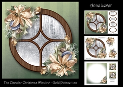 The Circular Christmas Window - Gold Poinsettias