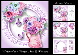 Watercolour Water Jug & Flowers