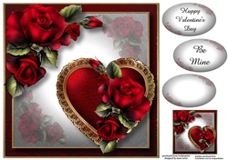 Fancy Hearts - Red & Roses 8x8