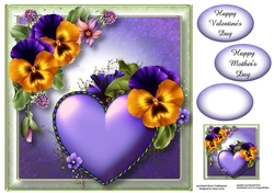 Fancy Hearts - Purple & Pansies 8x8
