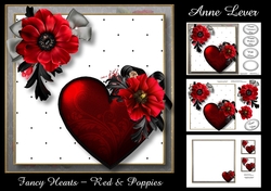 Fancy hearts - Red & Poppies