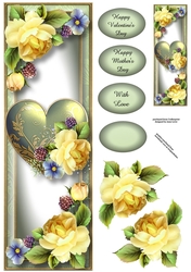 Yellow Roses Fancy Hearts Lge DL