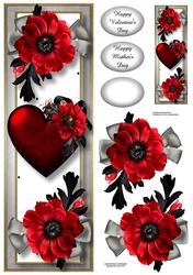 Red Poppies Fancy Hearts Lge DL