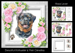 Beautiful Rottweiler & Pink Camellias
